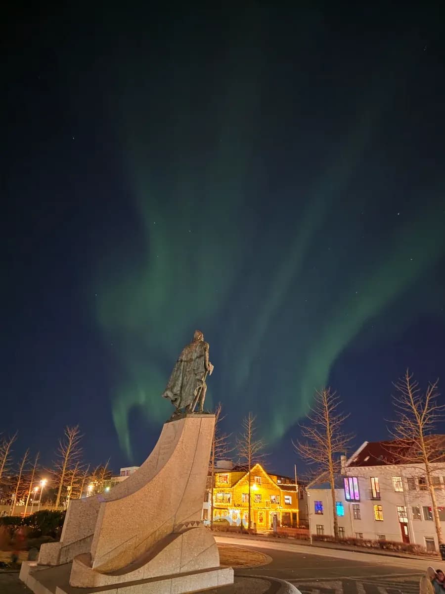 Aurora over North Iceland fjords