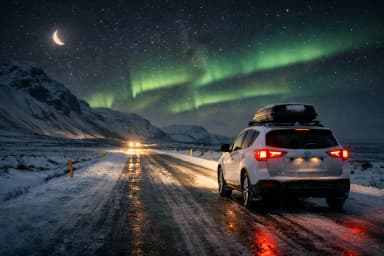 Driving Iceland at Night in Winter Safely