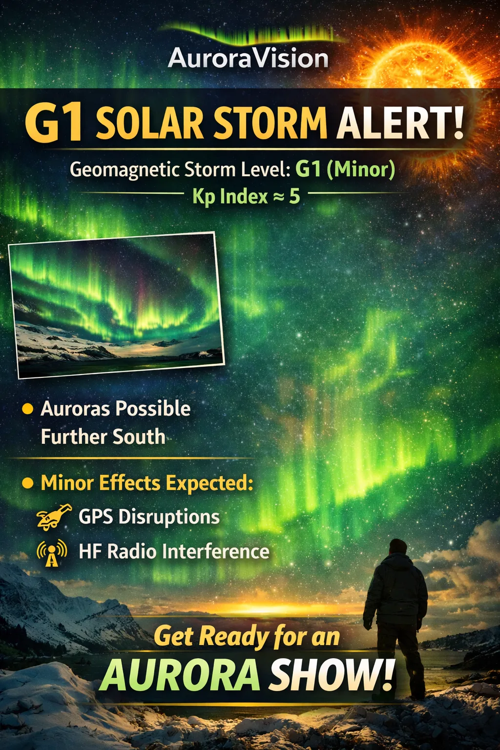 Northern lights dancing over Iceland